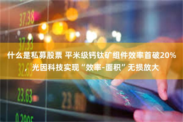 什么是私募股票 平米级钙钛矿组件效率首破20%，光因科技实现“效率-面积”无损放大