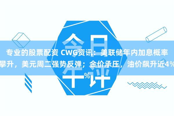 专业的股票配资 CWG资讯：美联储年内加息概率攀升，美元周二强势反弹；金价承压，油价飙升近4%