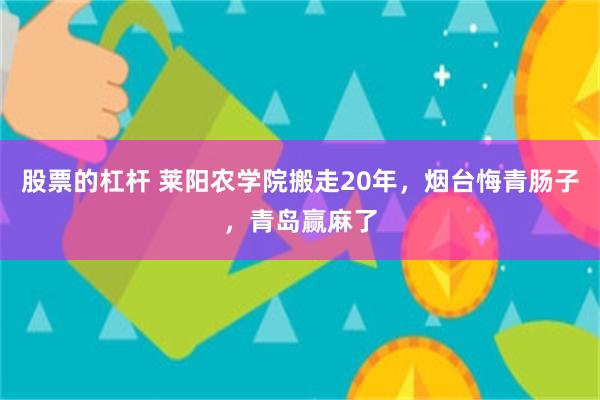 股票的杠杆 莱阳农学院搬走20年，烟台悔青肠子，青岛赢麻了