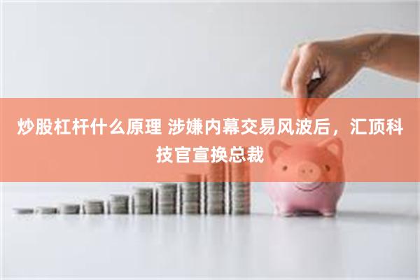 炒股杠杆什么原理 涉嫌内幕交易风波后，汇顶科技官宣换总裁
