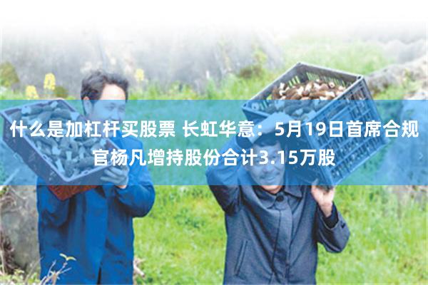 什么是加杠杆买股票 长虹华意：5月19日首席合规官杨凡增持股份合计3.15万股