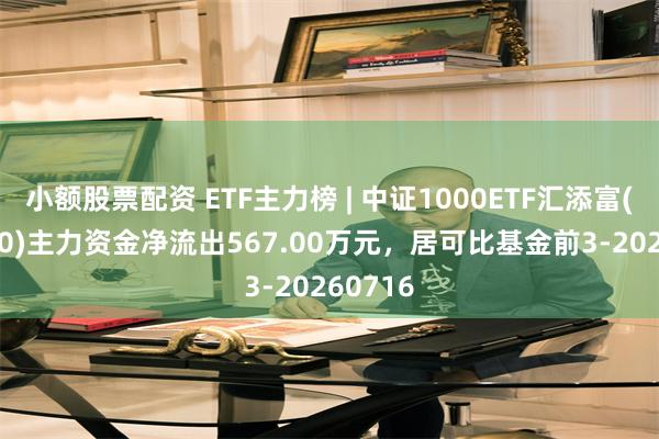 小额股票配资 ETF主力榜 | 中证1000ETF汇添富(560110)主力资金净流出567.00万元，居可比基金前3-20260716