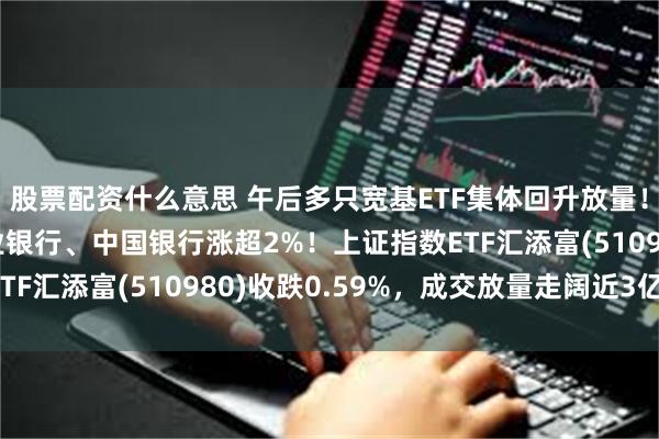 股票配资什么意思 午后多只宽基ETF集体回升放量！银行股逆市走强，农业银行、中国银行涨超2%！上证指数ETF汇添富(510980)收跌0.59%，成交放量走阔近3亿元！