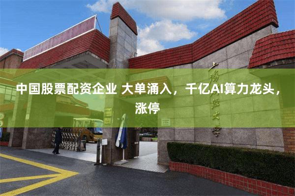 中国股票配资企业 大单涌入，千亿AI算力龙头，涨停
