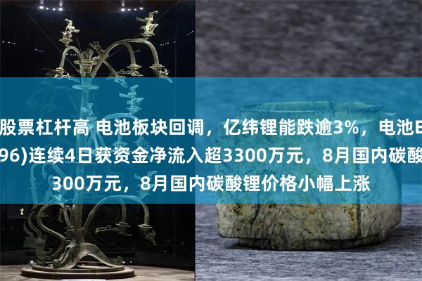 股票杠杆高 电池板块回调，亿纬锂能跌逾3%，电池ETF汇添富(159796)连续4日获资金净流入超3300万元，8月国内碳酸锂价格小幅上涨